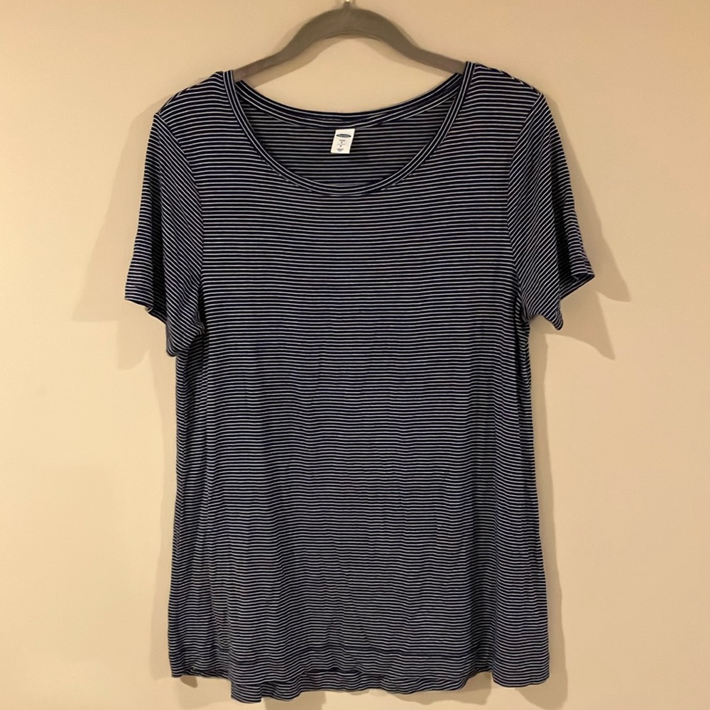 Old Navy Luxe Navy and White Striped Tee